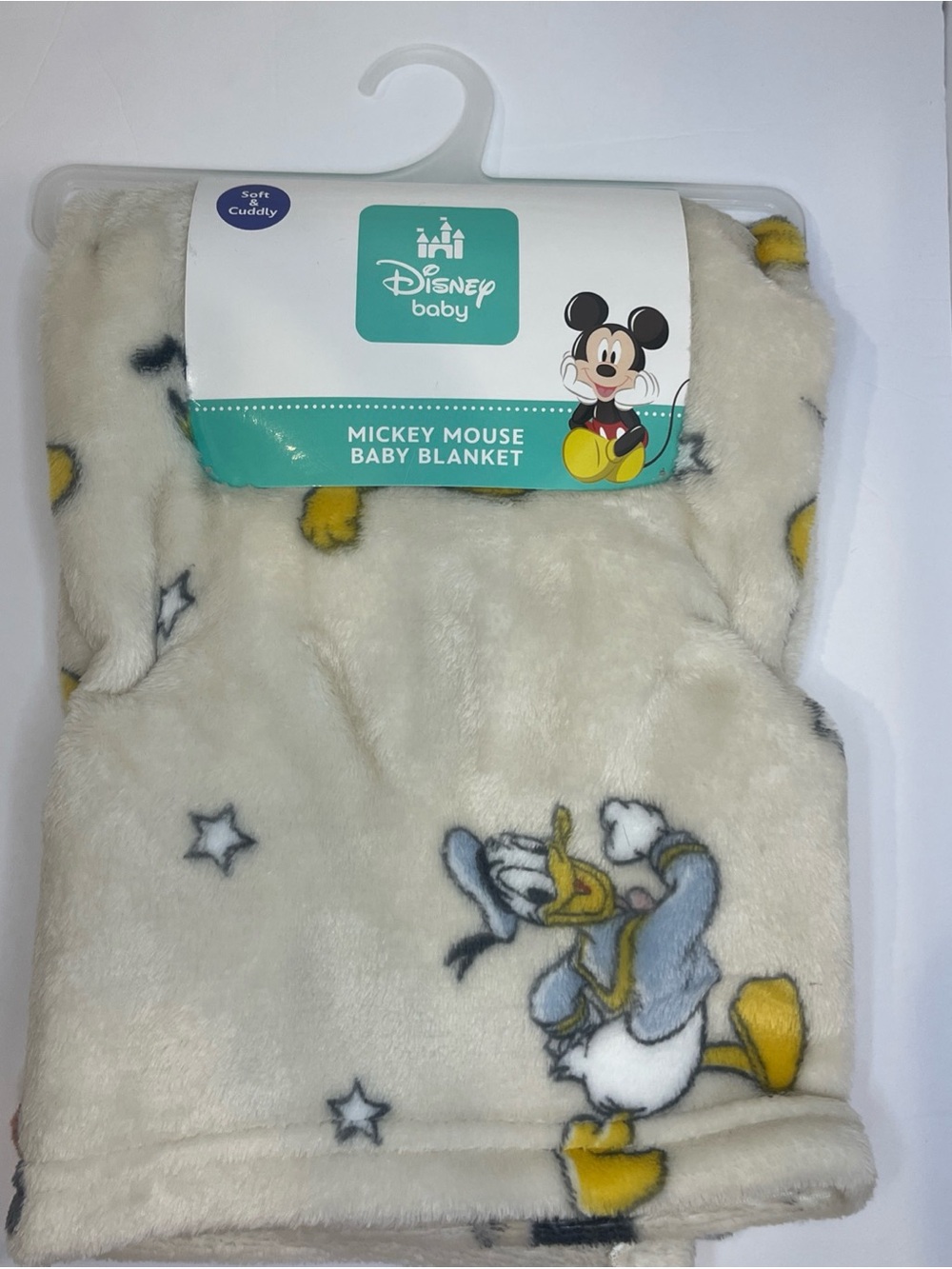 Disney Baby Mickey Mouse Pluto Donald Duck Size 30"x 40" Beige Soft Baby Blanket